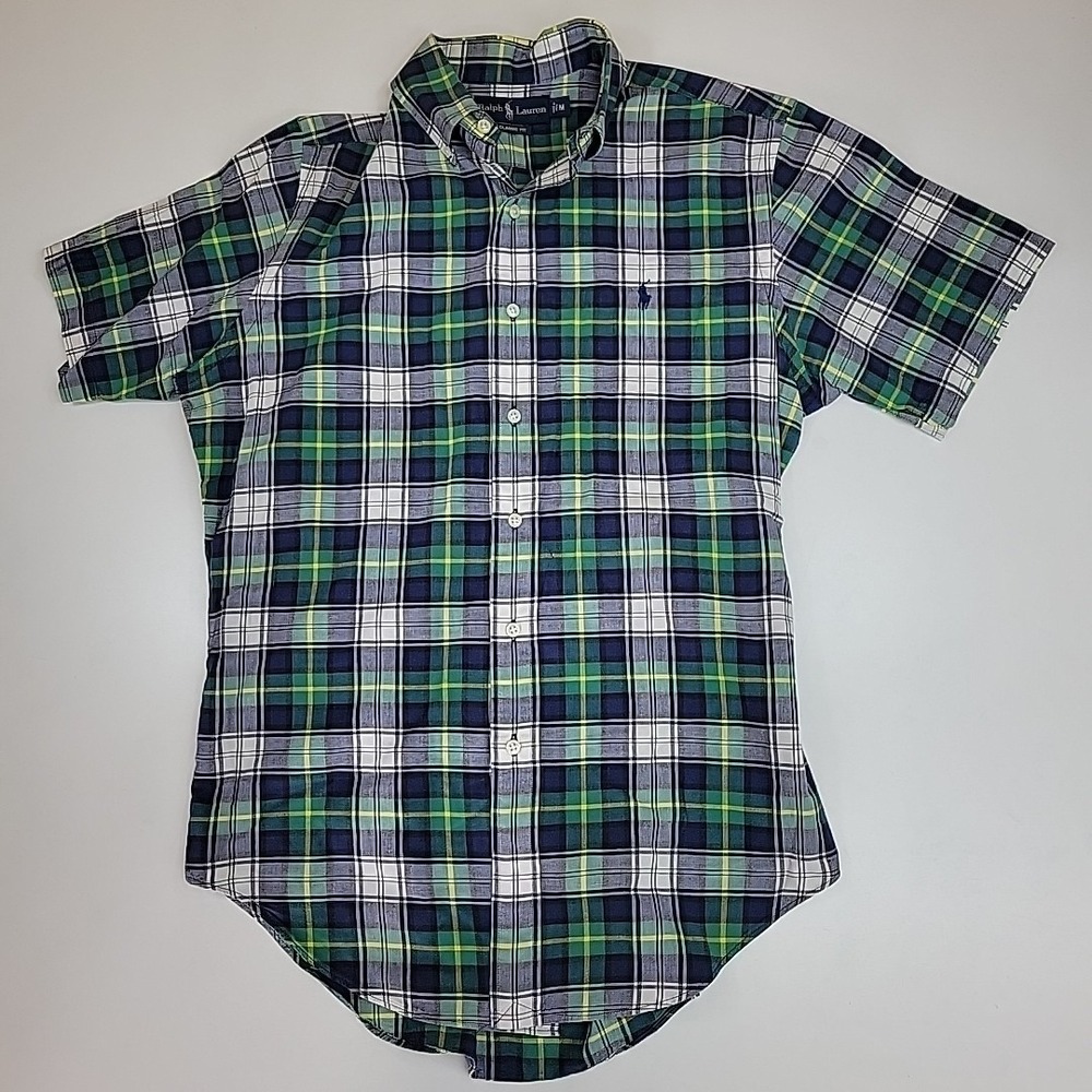 Polo Ralph‎ Lauren Men's Classic Button Up Short Sleeve Plaid Shirt Sz M Preppy
